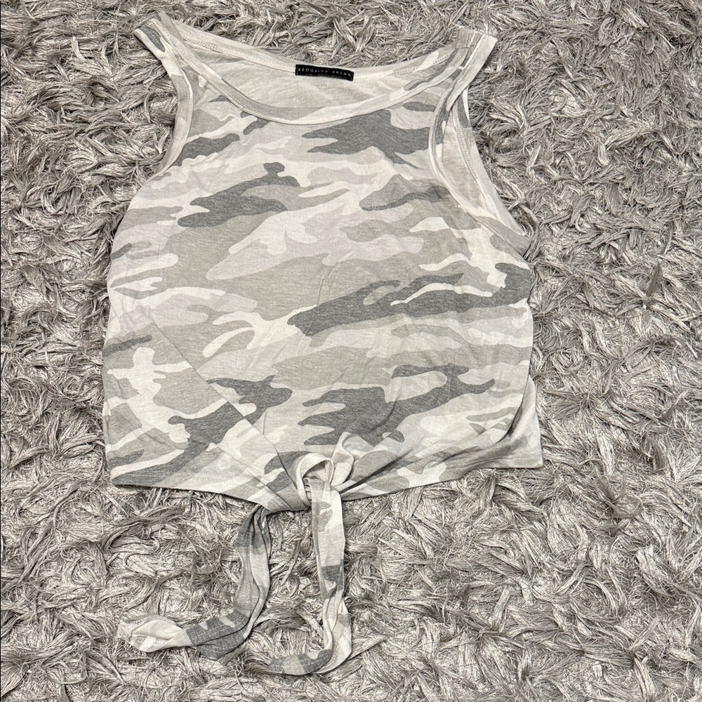 Camo Tie-Front Tank Top